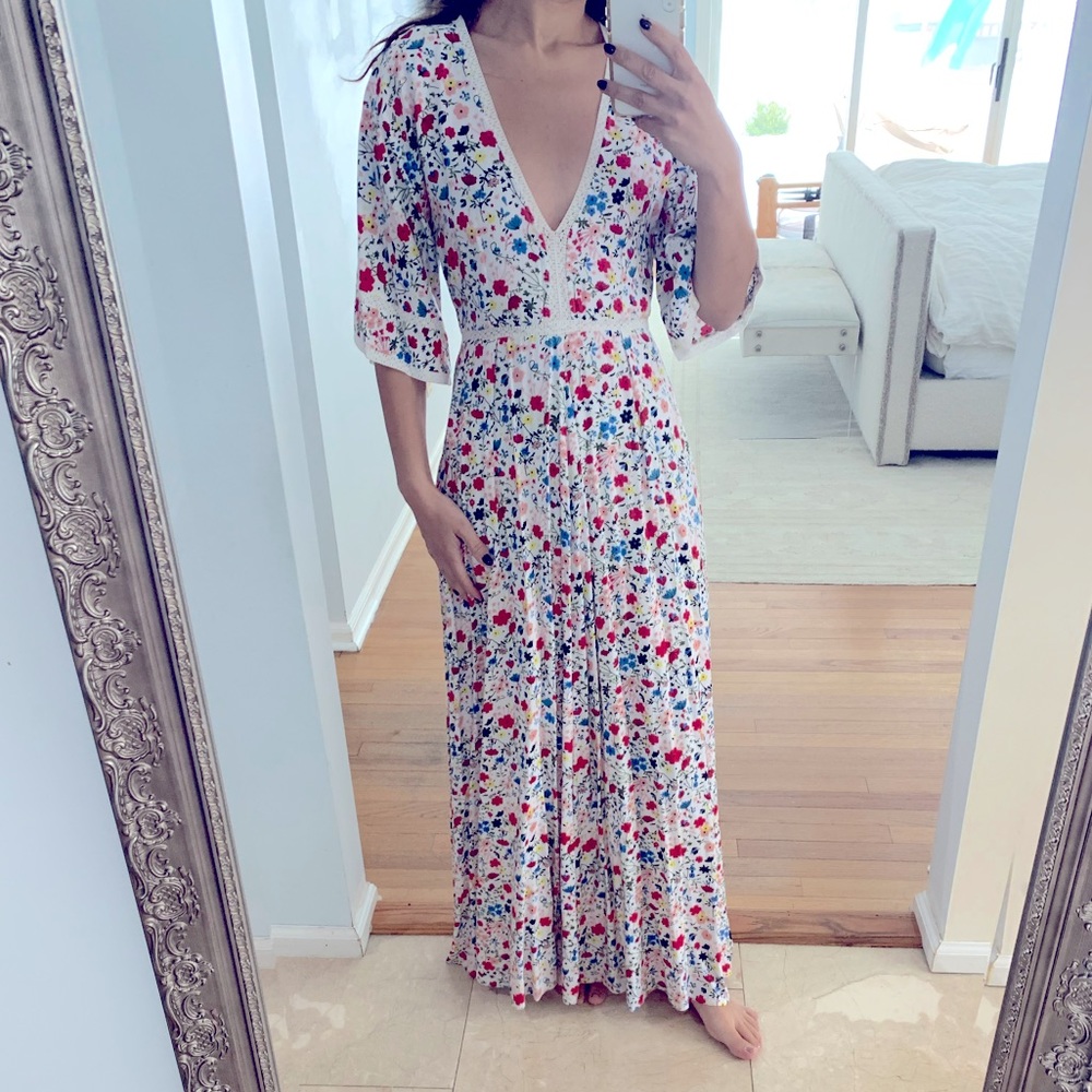 Kos Resort Floral Maxi Dress NWOT, S